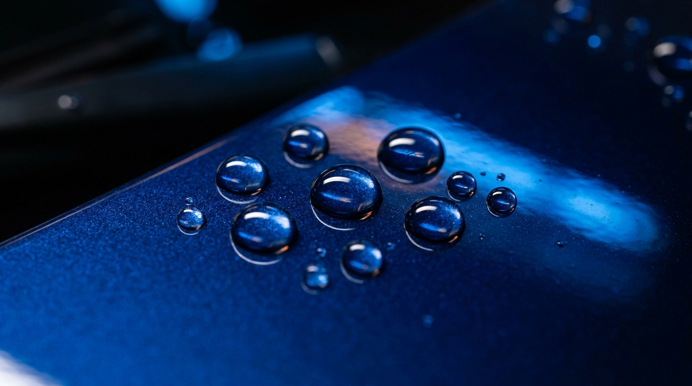 Water beading on ceramic coated car paint